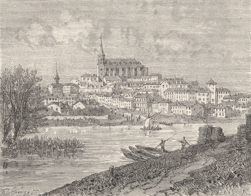AUDE. Castelnaudary 1881 old antique vintage print picture